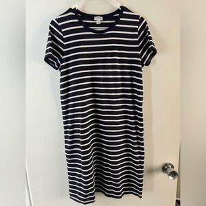 J. Crew Midi Navy & White Striped Sundress (S)